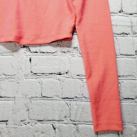 Adidas 2 Colored Rib Long Sleeve Top In Semi Turbo Bright Orange Size S - Picture 6 of 13